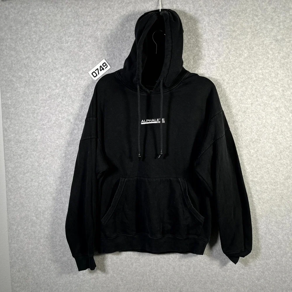 Alphalete Hoodie Mens Medium Black Fleece Lined Spellout Graphic Winter Wear - Picture 1 of 8